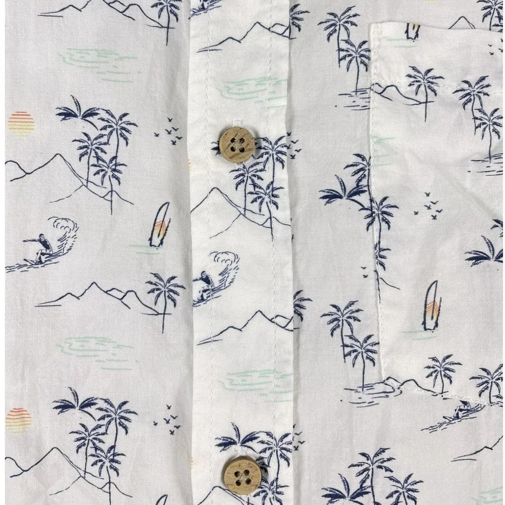 Marine Layer Button Down Mens XL White Surf Print Short Slv Casual Shirt Beach - Picture 4 of 11